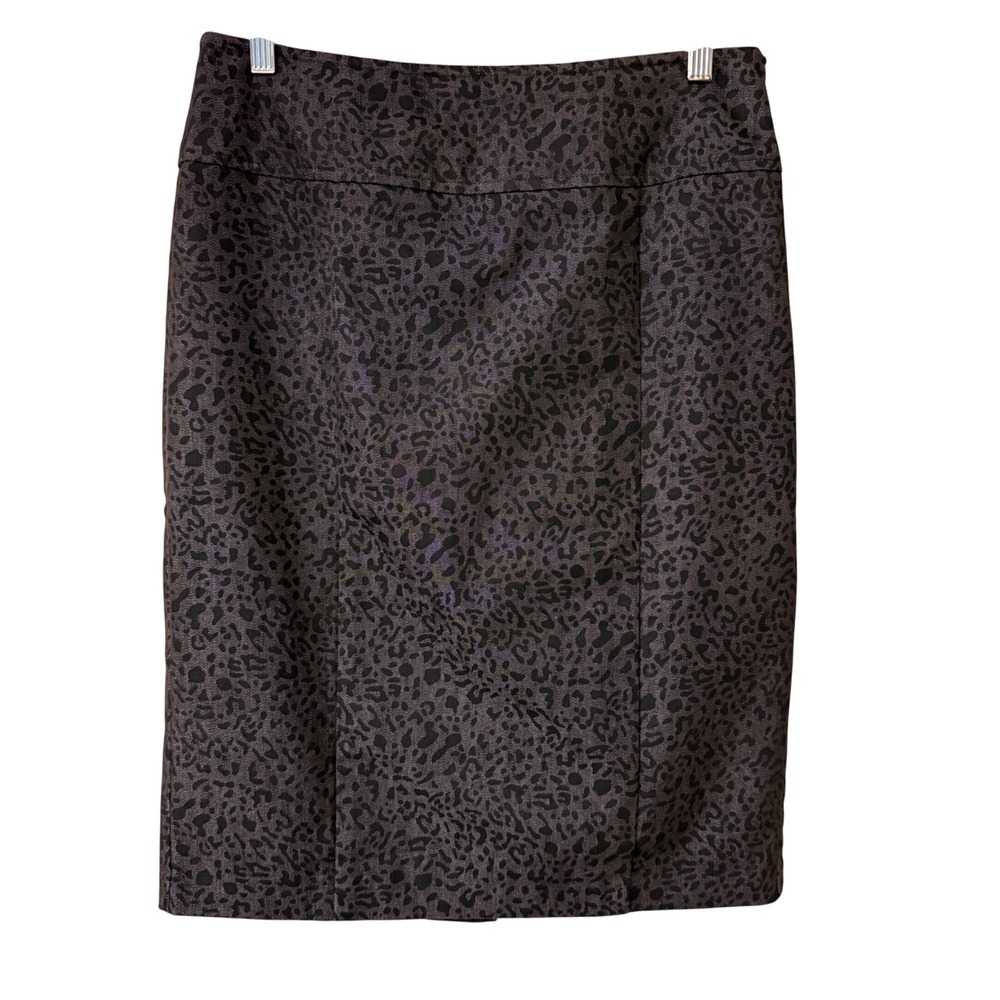 New York Clothing Co Women Leopard Print Pencil Skirt Indie Sleeze Cotton 8 Grey